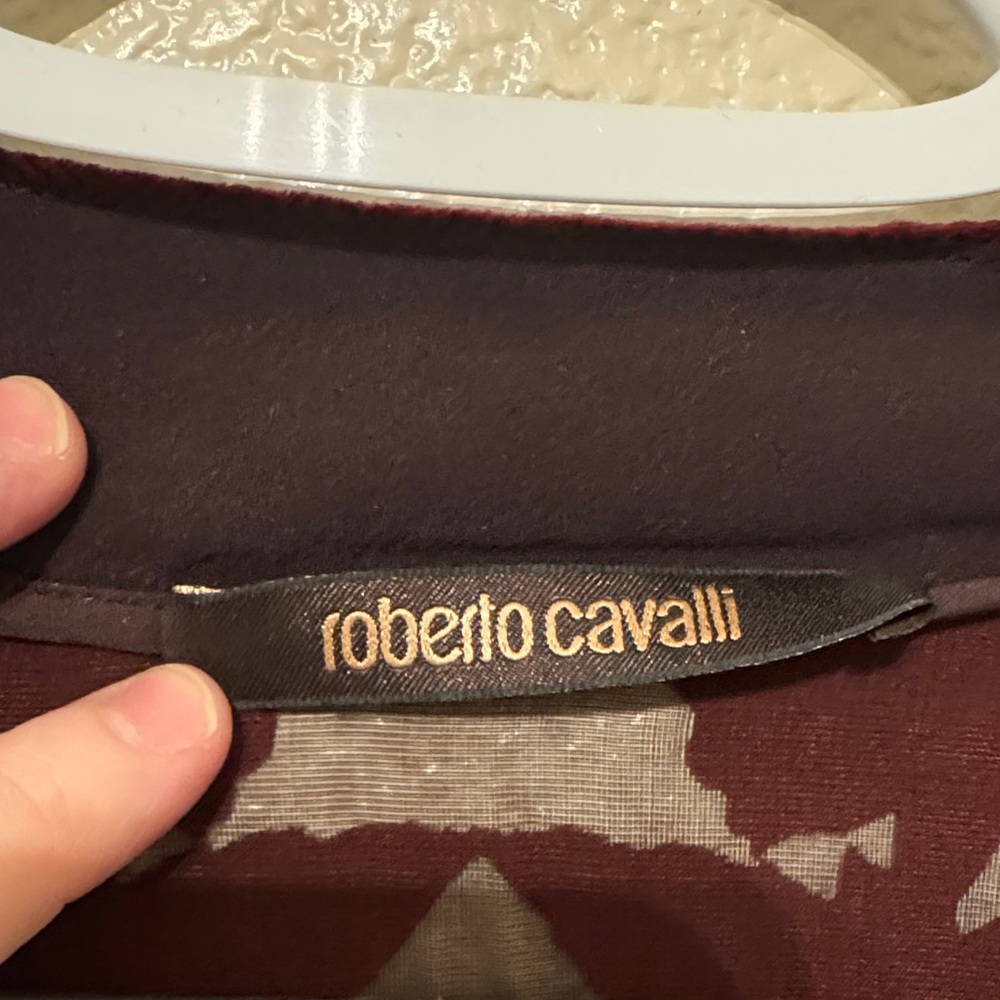 Roberto Cavalli Burgundy Blouse with Sheer Paneling - Picture 4 of 11